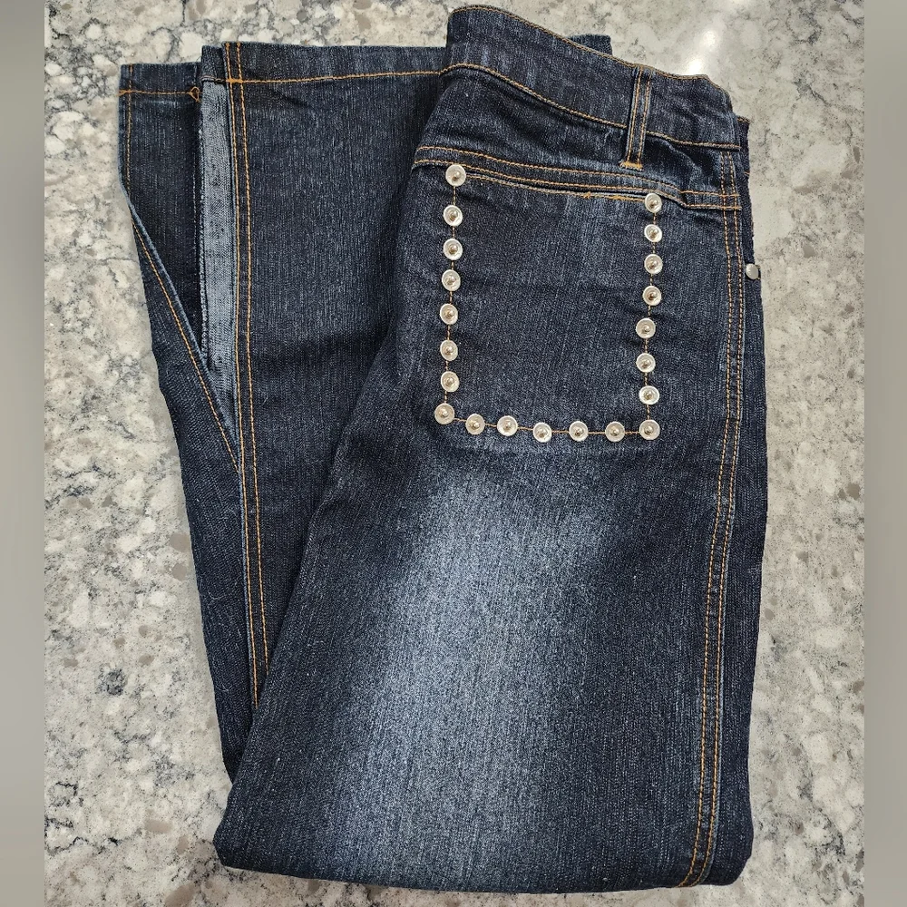 Studded Dark Blue Maxi Denim Skirt
